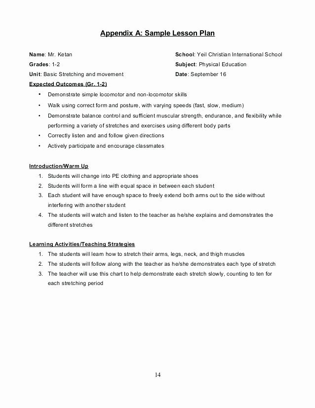 Physical Education Lesson Plan Templates Unique Adapted Physical Education Lesson Plan Template – Physical
