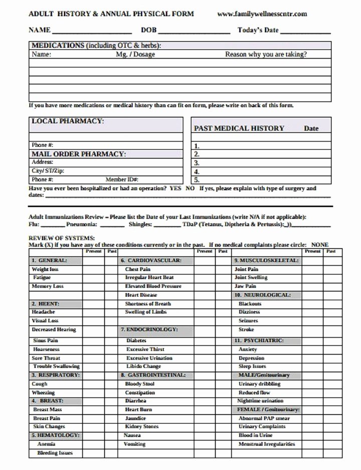 Physical Exam form Template Beautiful 8 Yearly Physical form Templates Pdf