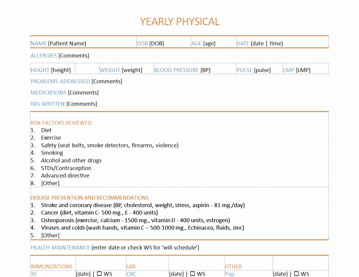 Physical Exam form Template Best Of Physical Exam form