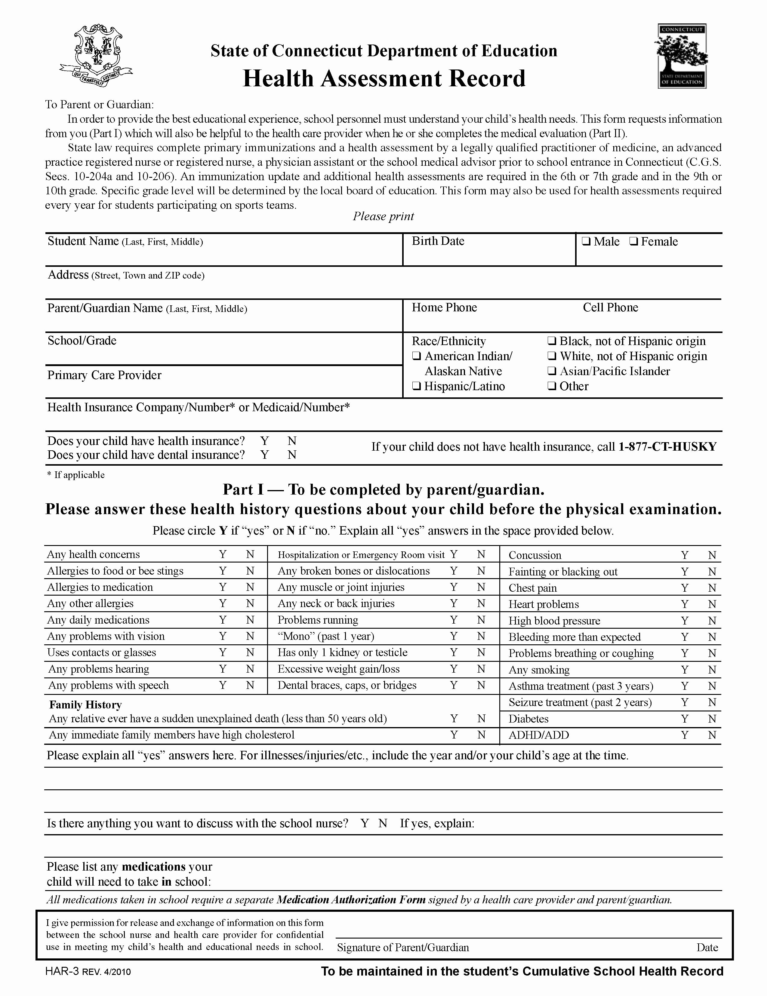 Physical Exam form Template Best Of Physical Examination form West Haven Board Of Education
