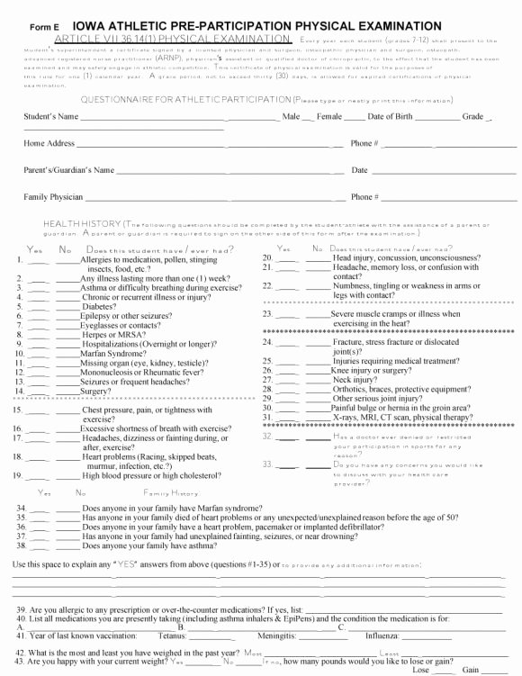 Physical Examination form Template Inspirational 43 Physical Exam Templates &amp; forms [male Female]