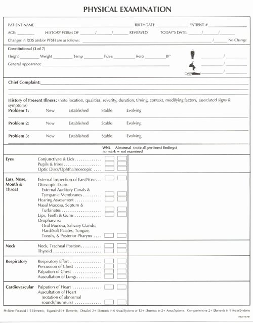 Physical Examination form Template Lovely Physical Exam form Clinical Data forms Evaluation