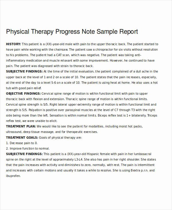 Physical therapy Daily Notes Templates Inspirational Free 18 Progress Note Examples &amp; Samples In Pdf
