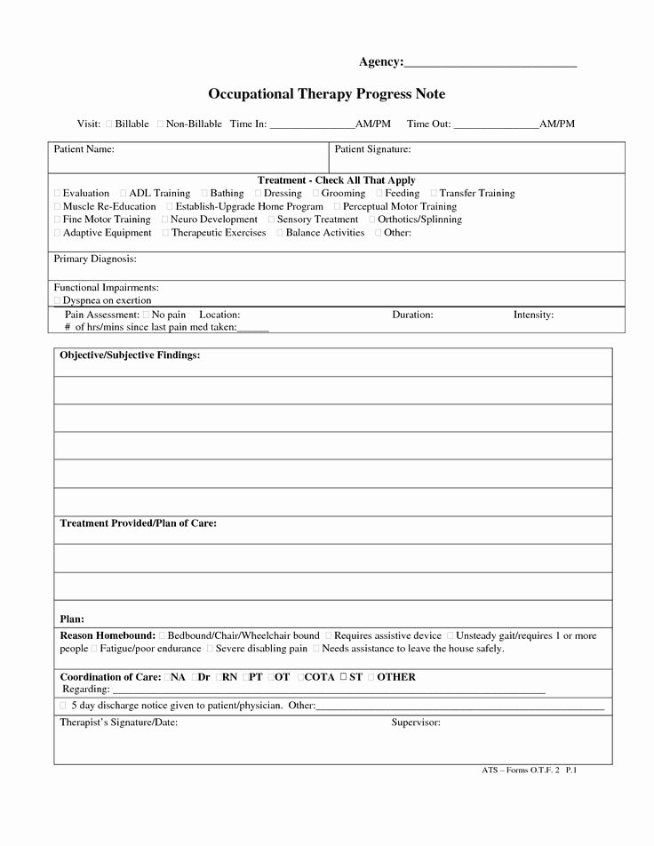 Physical therapy Daily Notes Templates Luxury Tenncare Occupational therapy Templates