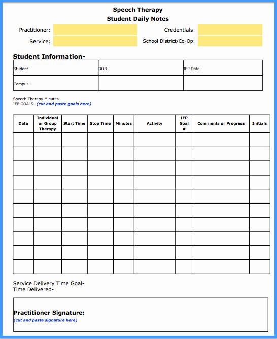 Physical therapy Daily Notes Templates New Google Doc Template Freebies