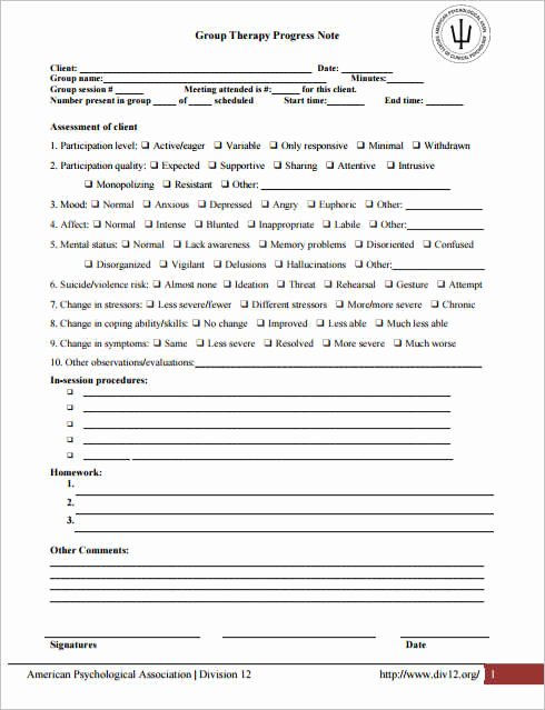 Physical therapy Daily Notes Templates Unique Psychotherapy Progress Note Template Pdf