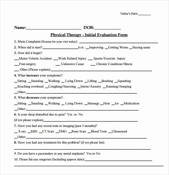 Physical therapy Evaluation Template Inspirational Template Gallery Page 265