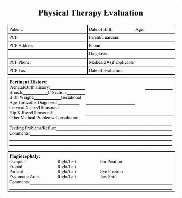 Physical therapy Evaluation Templates Beautiful Physical therapy Evaluation 6 Free Download for Pdf