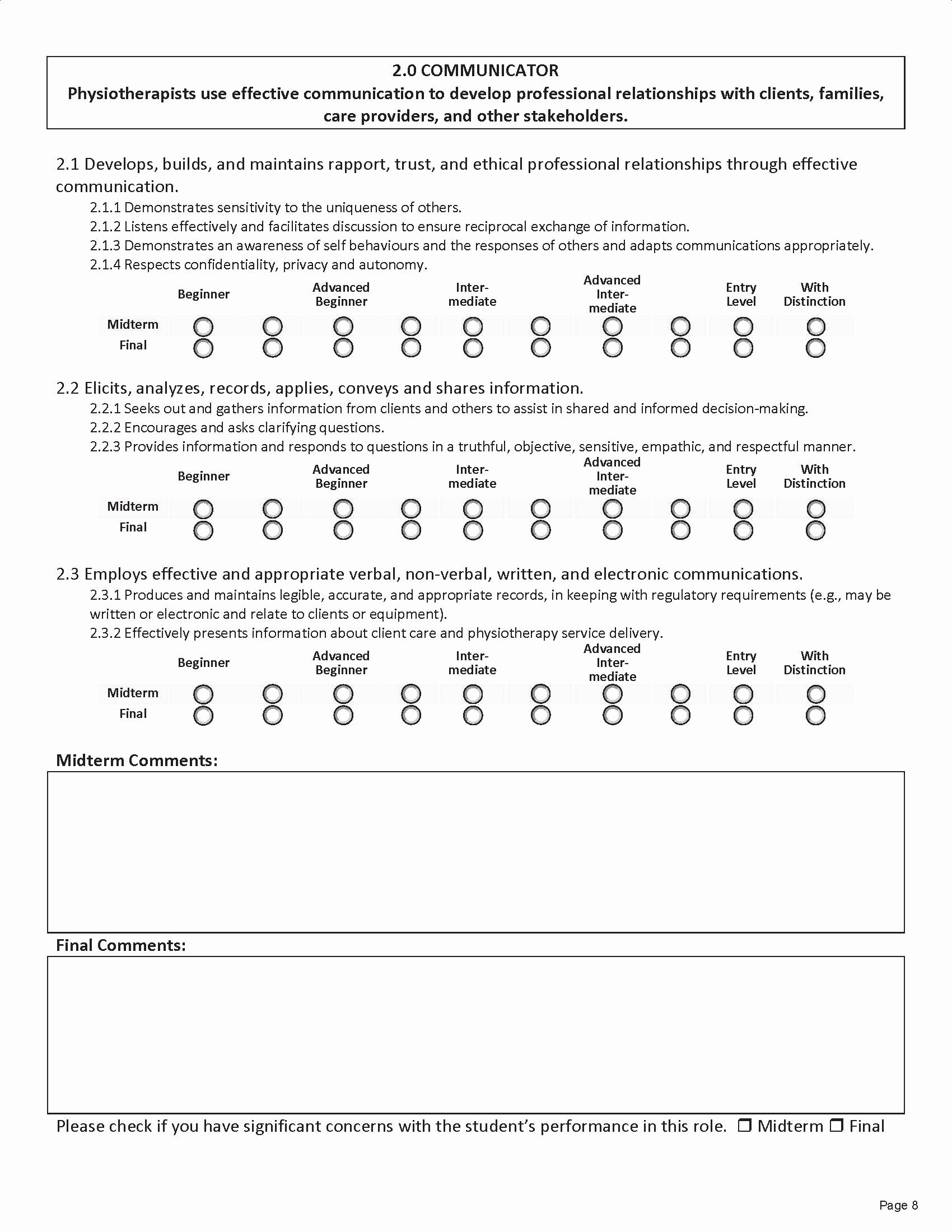 Physical therapy Evaluation Templates Inspirational Acp &amp; Placement Evaluation forms