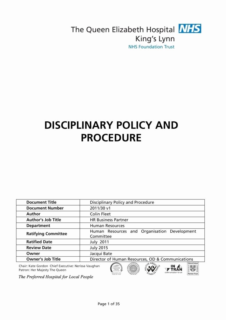 Policy and Procedure Template Free Best Of 6 Disciplinary Procedure Policy Templates