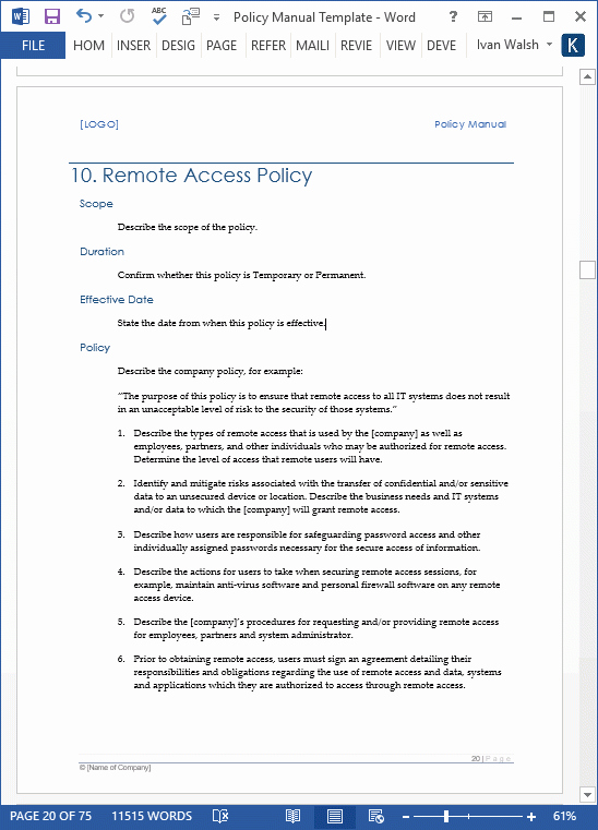 Policy and Procedure Template Free Elegant Policy Manual Template Fice