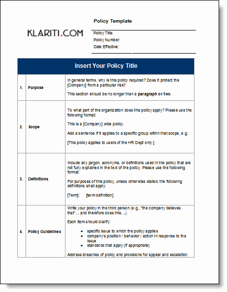 Policy and Procedure Template Free Luxury Policy Manual Template 68 Page Ms Word Template Excel