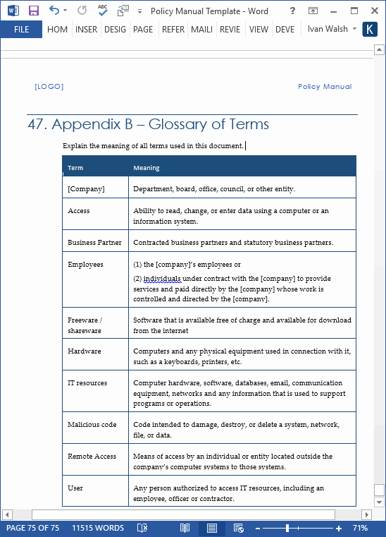 Policy and Procedure Template Free New Download Policy &amp; Procedures Manual Templates Ms Word 68
