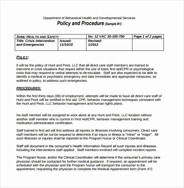 Policy and Procedure Templates Elegant Policy and Procedure Template