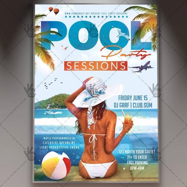 Pool Party Flyer Template Free Elegant Pool Party Premium Flyer Psd Template