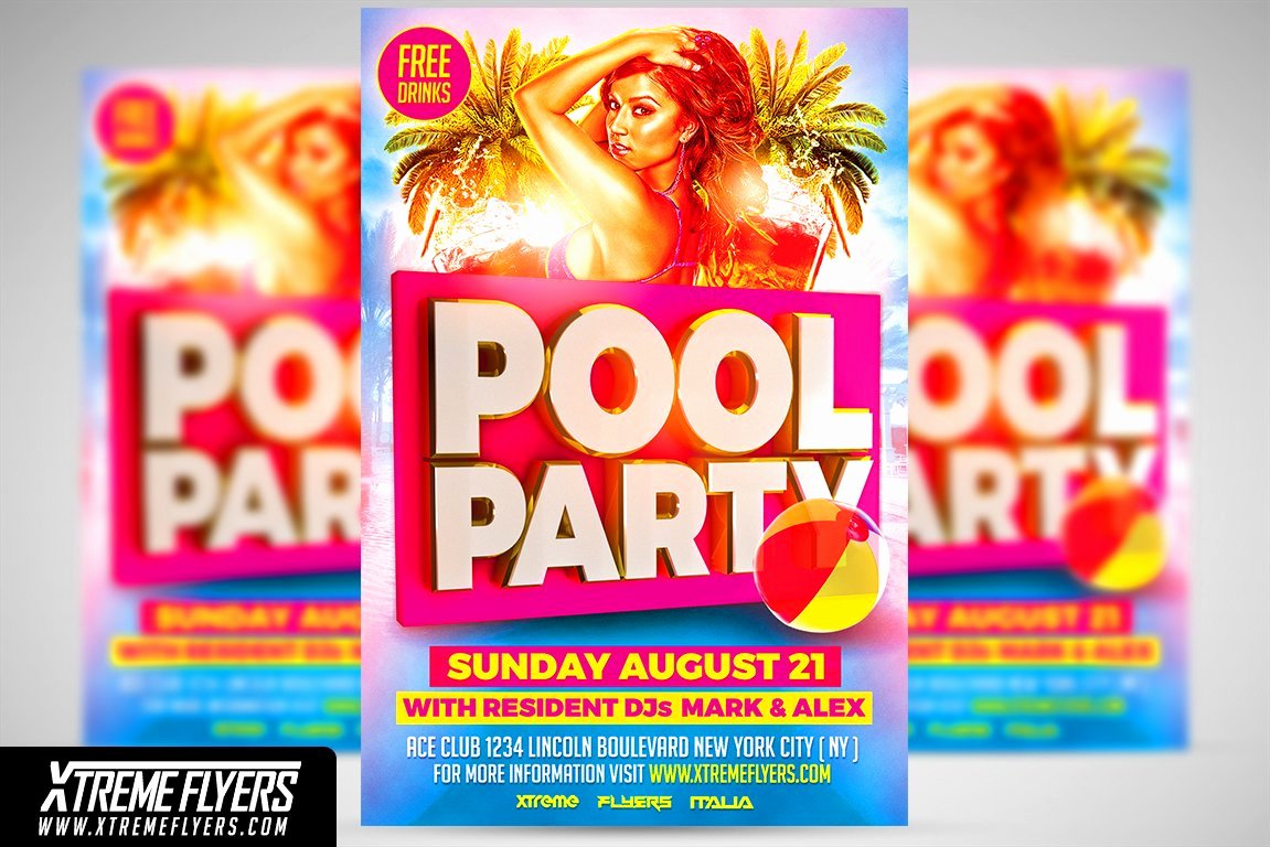 Pool Party Flyer Templates Free Beautiful Pool Party Flyer Template Flyer Templates Creative Market