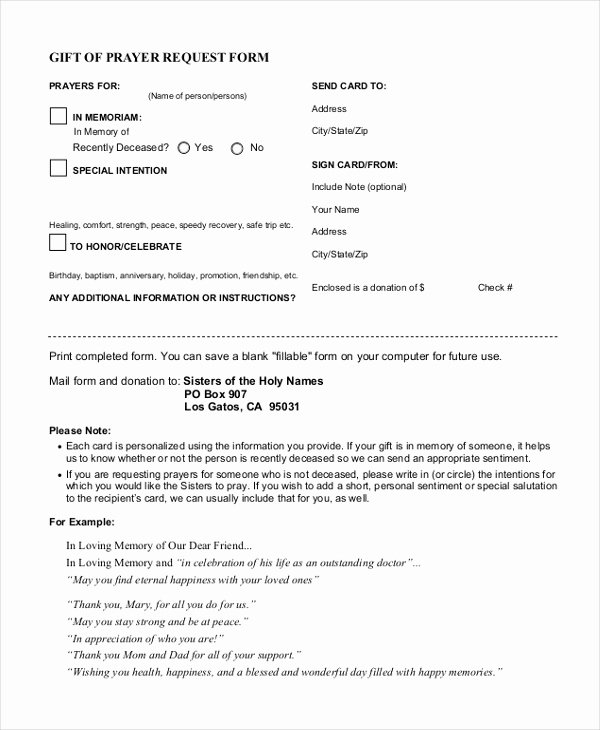 Prayer Request forms Templates Inspirational Free 10 Sample Prayer Request forms