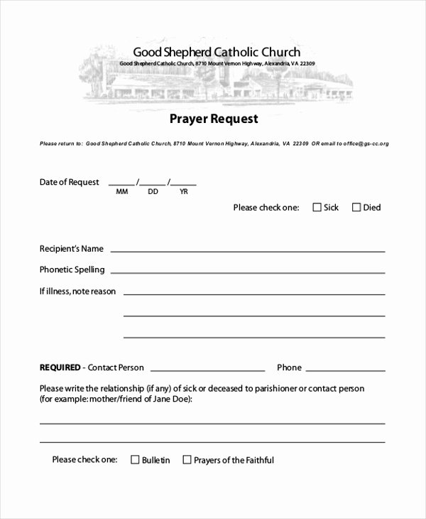 Prayer Request forms Templates Unique Free 10 Sample Prayer Request forms