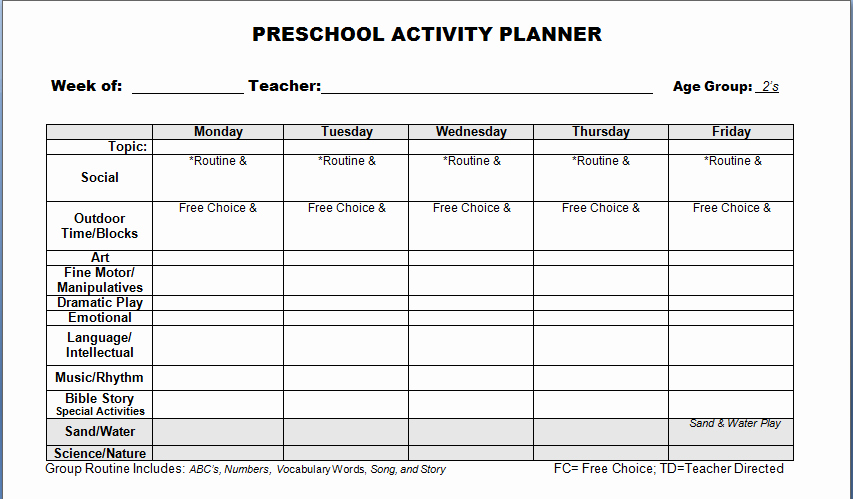 Preschool Daily Lesson Plan Template Beautiful Preschool Lesson Plan Template
