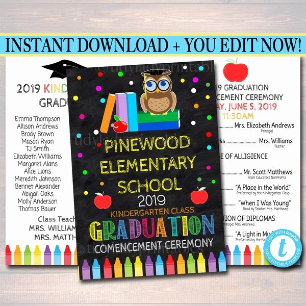 Preschool Graduation Program Templates Fresh Editable Graduation Ceremony Program Template Any Grade