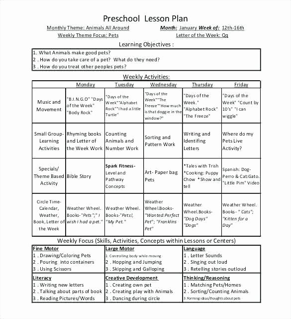 Preschool Lesson Plan Template Pdf Elegant Preschool Monthly Lesson Plan Template – Template Weekly
