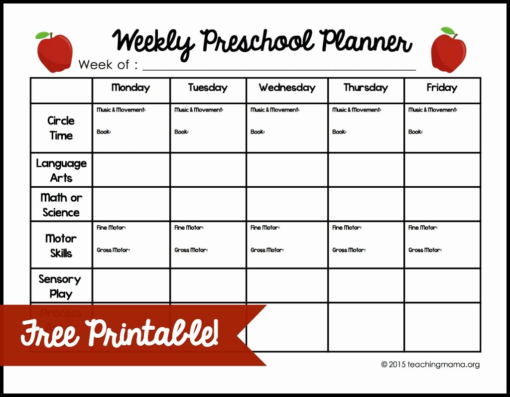 Preschool Lesson Plan Template Unique Weekly Preschool Planner