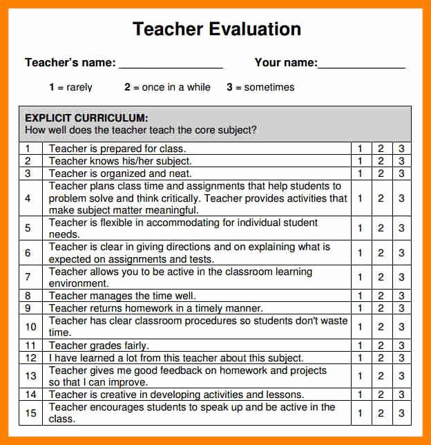 Preschool Teacher Observation form Template Best Of Teacher Evaluation form Template