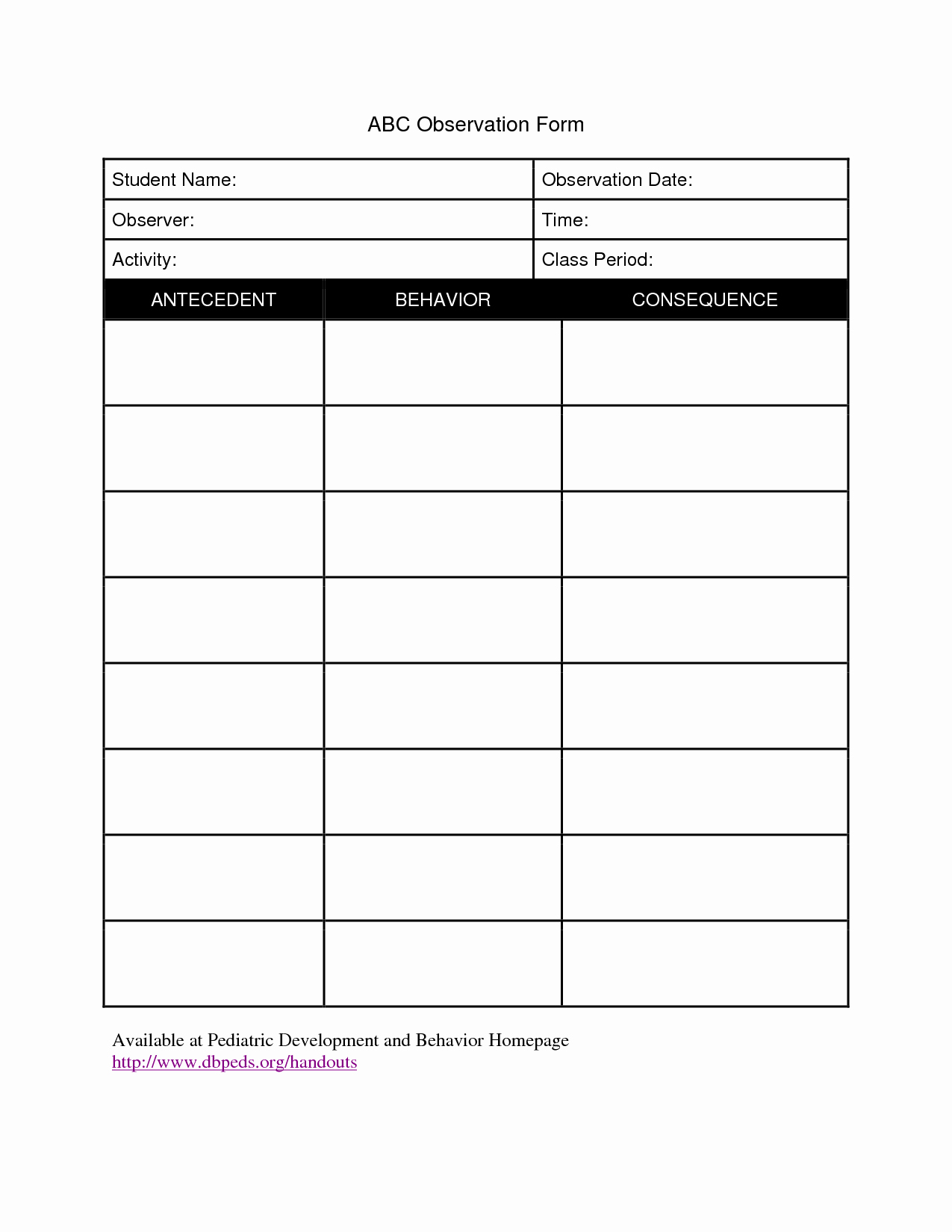 Preschool Teacher Observation form Template Fresh 7 Best Of Printable Observation forms Printable
