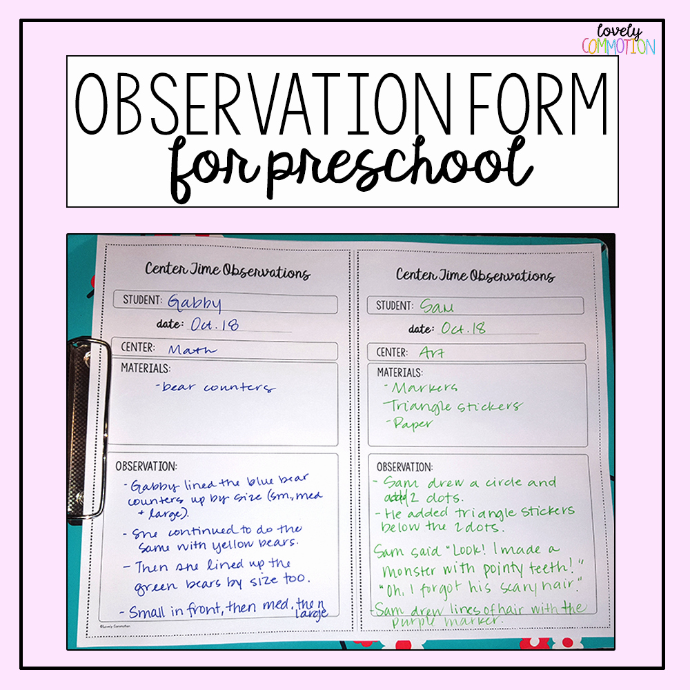 Preschool Teacher Observation form Template Fresh Observation form for Preschool — Lovely Motion