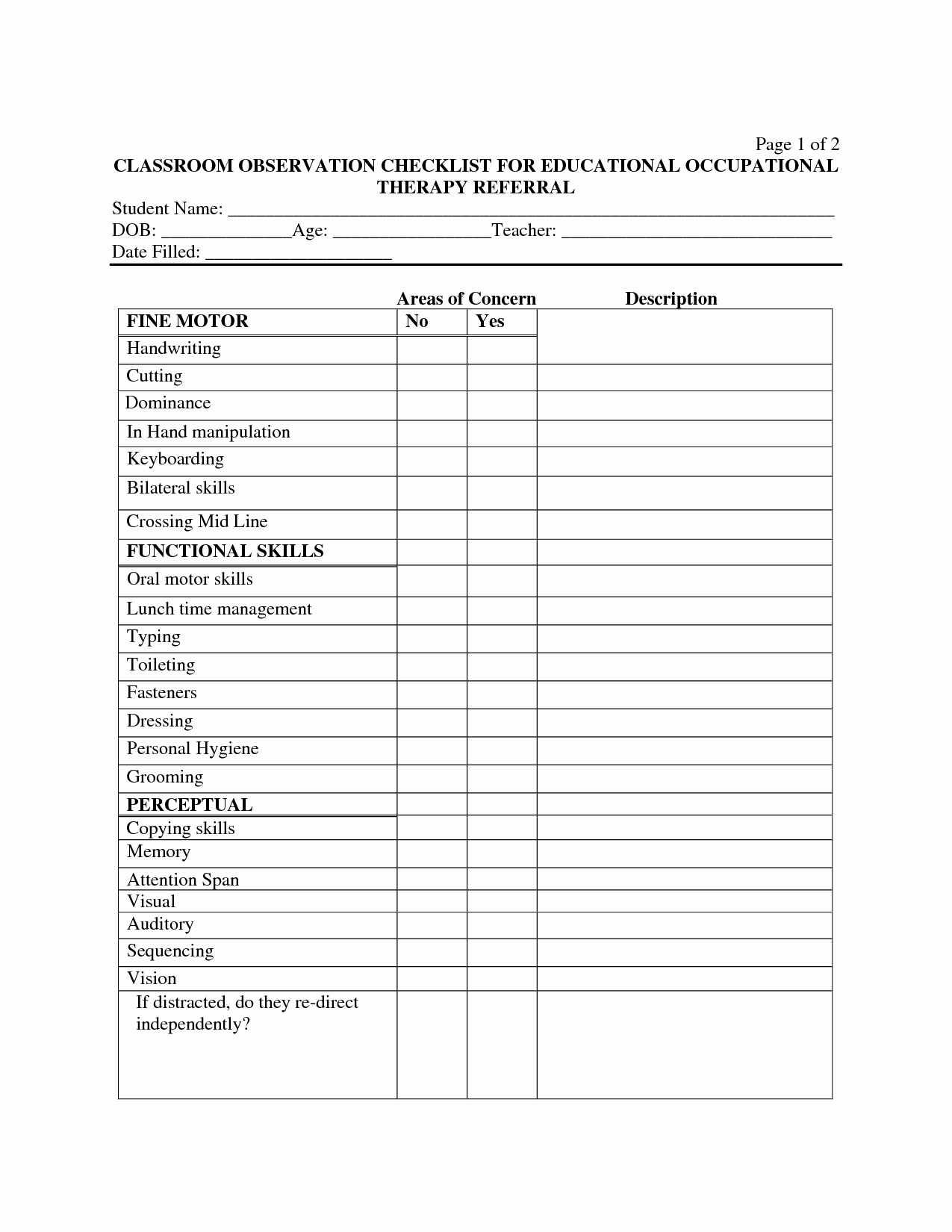Preschool Teacher Observation form Template Lovely Best S Of Preschool Observation Checklist form