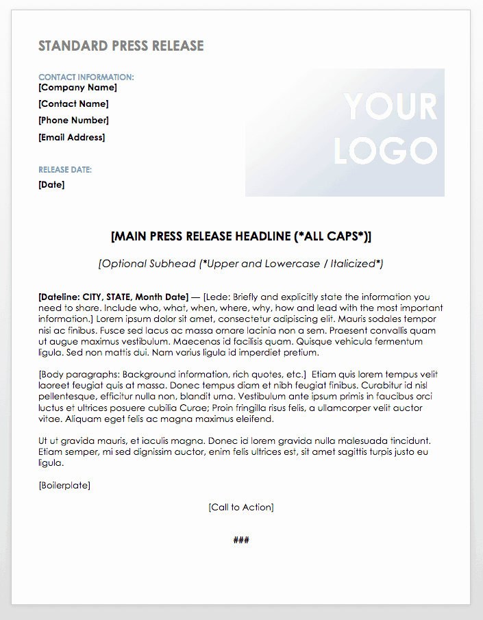Press Release Template Word New Free Press Release Templates