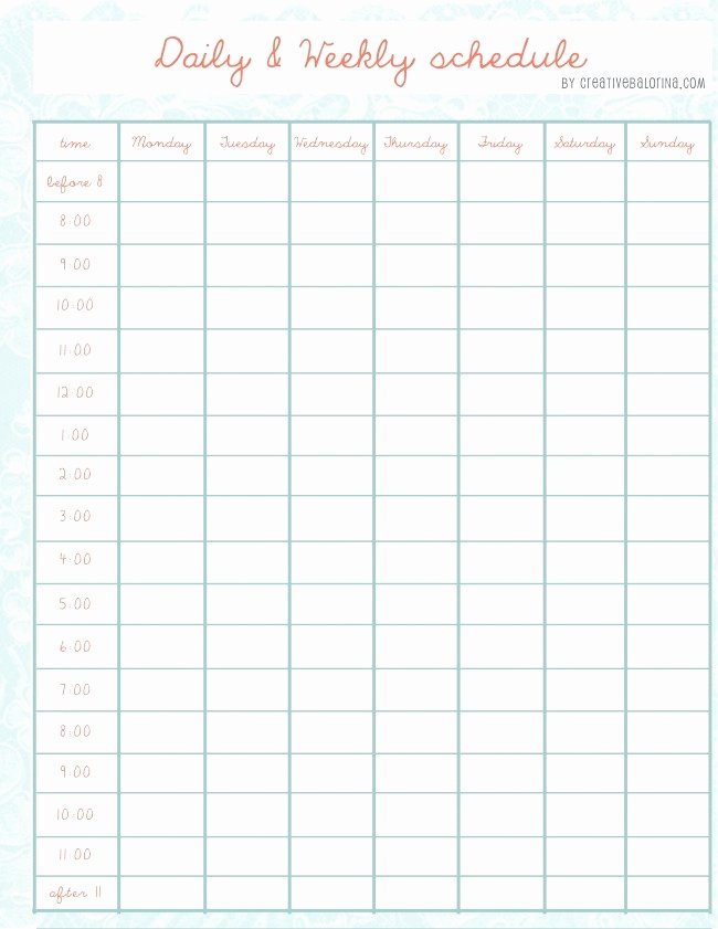 Printable Daily Schedule Template Best Of 25 Best Ideas About Daily Schedule Template On Pinterest