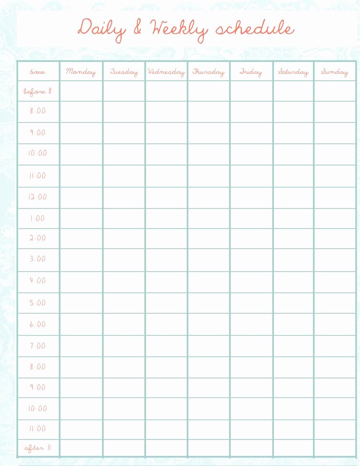Printable Daily Schedule Template Fresh 1000 Ideas About Daily Schedule Template On Pinterest