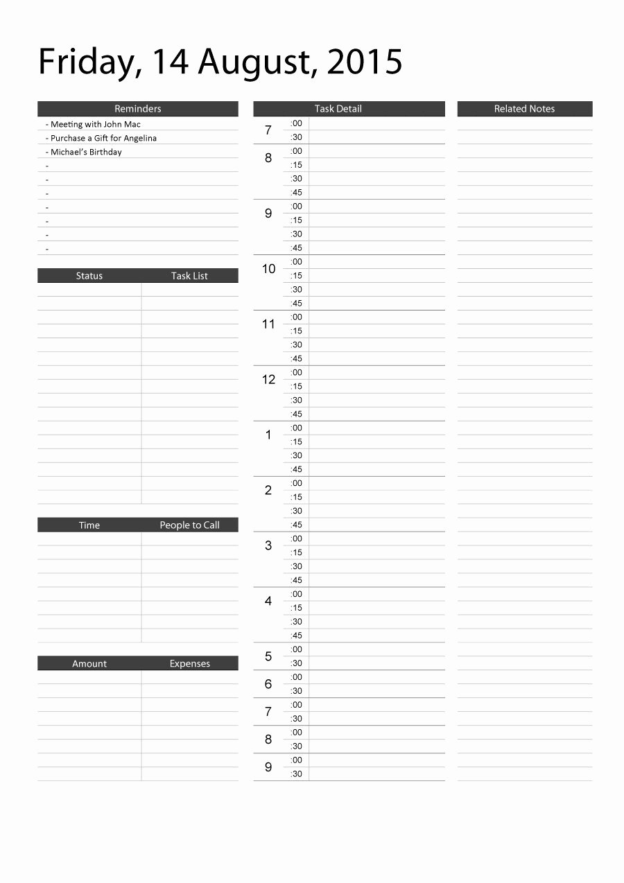 Printable Daily Schedule Template Inspirational 40 Printable Daily Planner Templates Free Template Lab