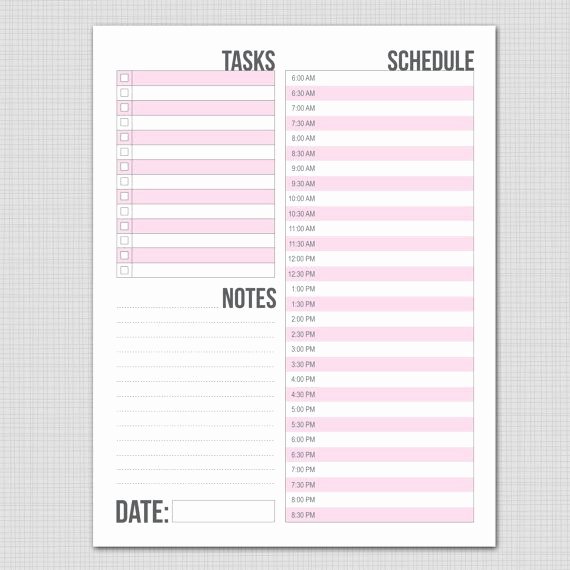 Printable Daily Schedule Template Lovely Simple Pink Planner Daily Schedule Printable Sheet