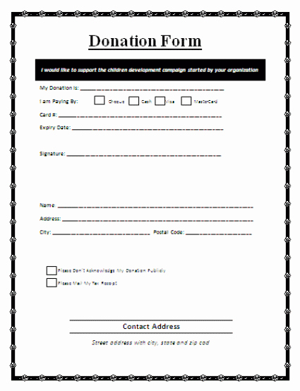 Printable Donation form Template Luxury 36 Free Donation form Templates In Word Excel Pdf