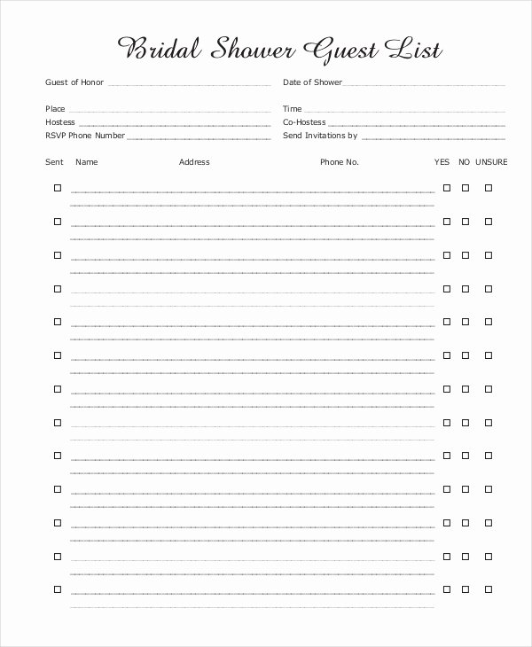 Printable Guest List Template Elegant Wedding Guest List Template 9 Free Word Excel Pdf