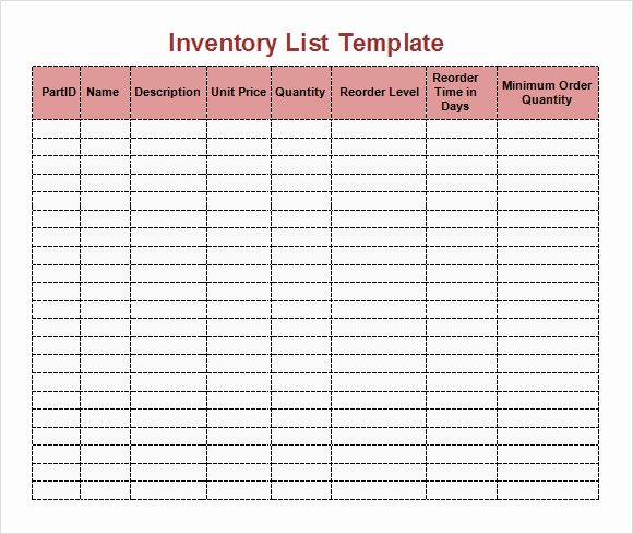 Printable Inventory List Template Best Of Sample Inventory List Template 9 Free Documents