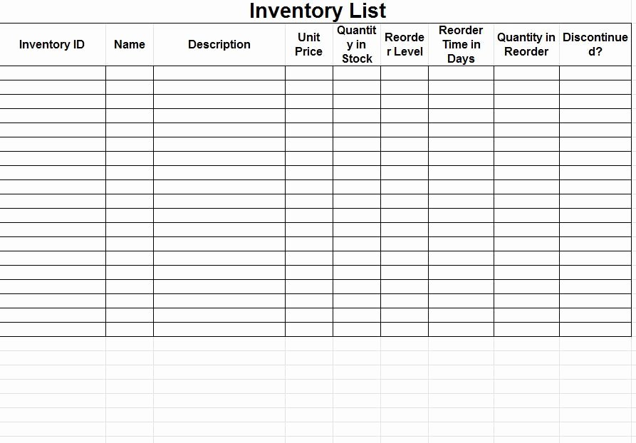Printable Inventory List Template Inspirational Inventory Tracking Spreadsheet Template