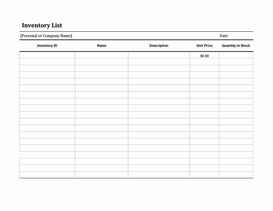 Printable Inventory List Template Luxury 45 Printable Inventory List Templates [home Fice