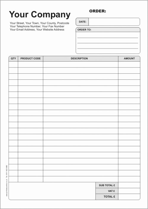 Printable order forms Templates Luxury order forms