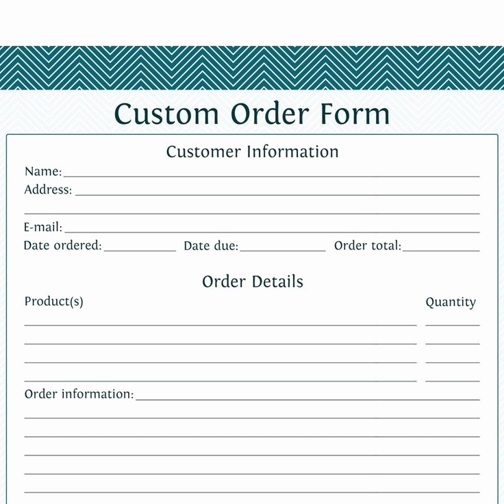 Printable order forms Templates New Custom order form Template