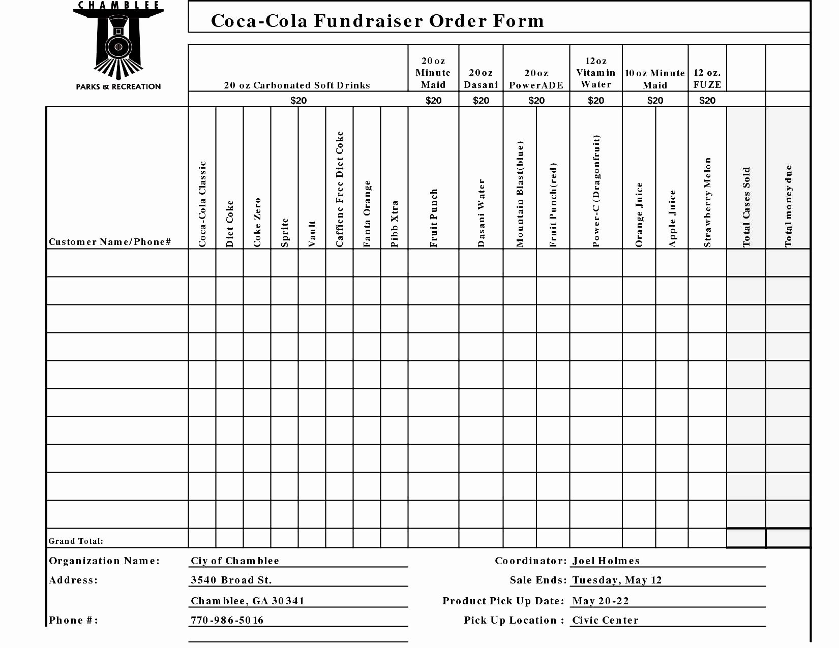 Printable order forms Templates New Free Fundraiser order form Template Excel
