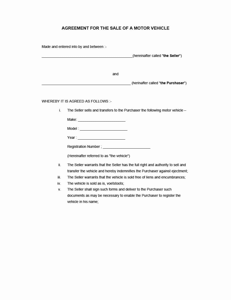 Private Car Sale Contract Template Fresh 42 Printable Vehicle Purchase Agreement Templates