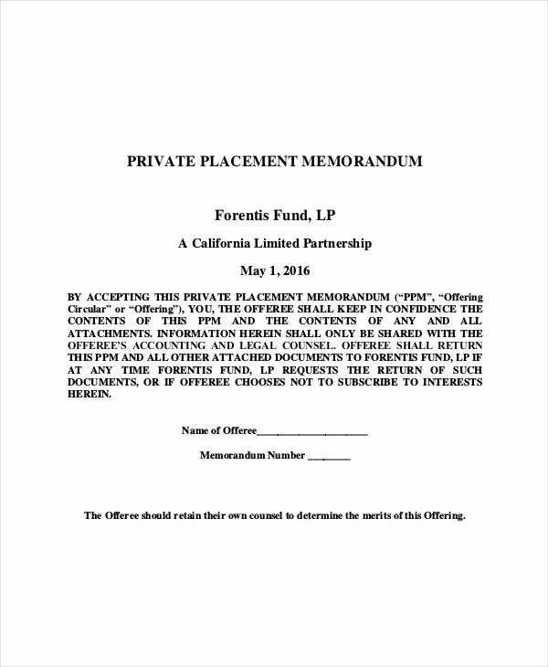 Private Placement Memorandum Templates Inspirational Private Placement Memorandum 12 Free Pdf Documents