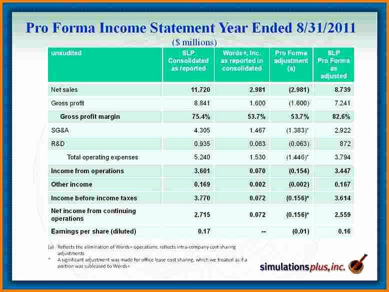 Pro forma Income Statement Template Best Of Pro forma In E Statement Template