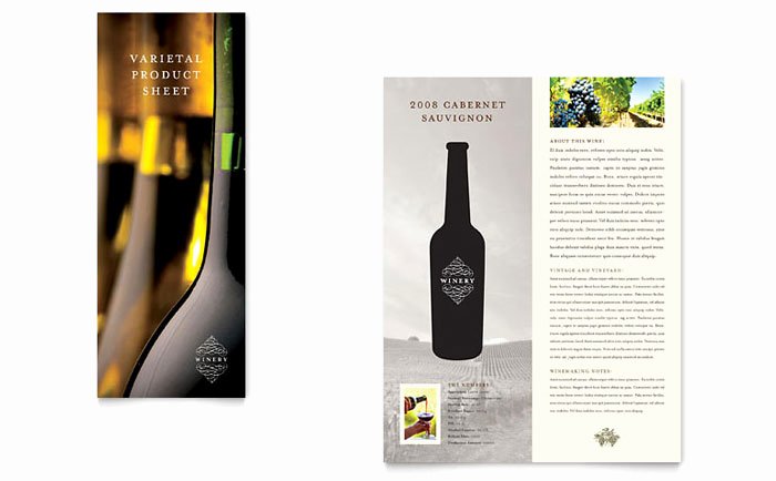 Product Sell Sheet Template Luxury Vineyard &amp; Winery Datasheet Template Design