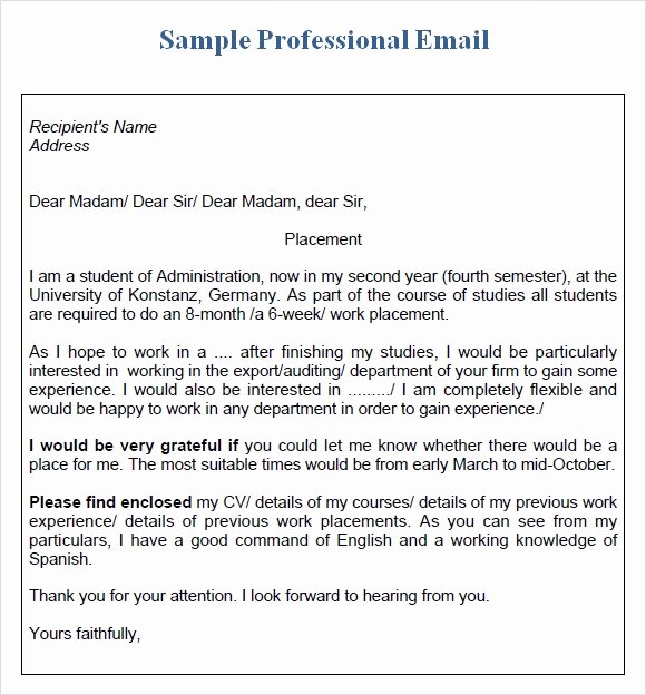 Professional Email Template Free Elegant Professional Email – 7 Samples Examples format