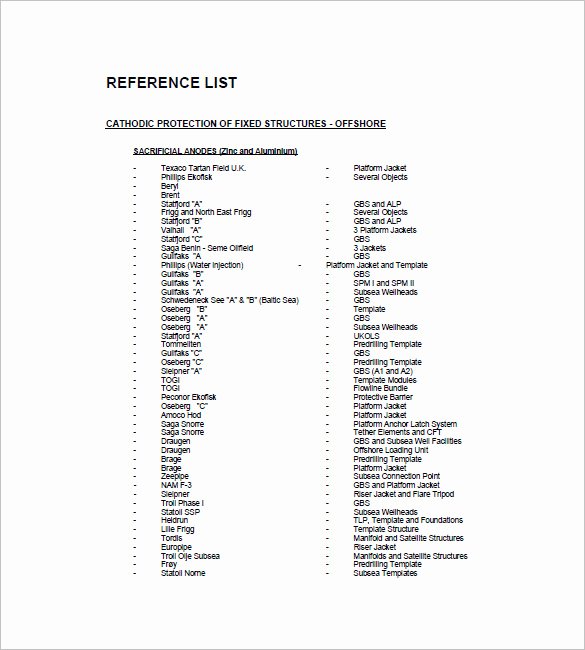 Professional Reference List Template Word Awesome 10 Reference List Templates Pdf Doc