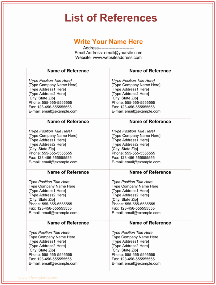 Professional Reference List Template Word Fresh 3 Free Printable Reference List Template for Word